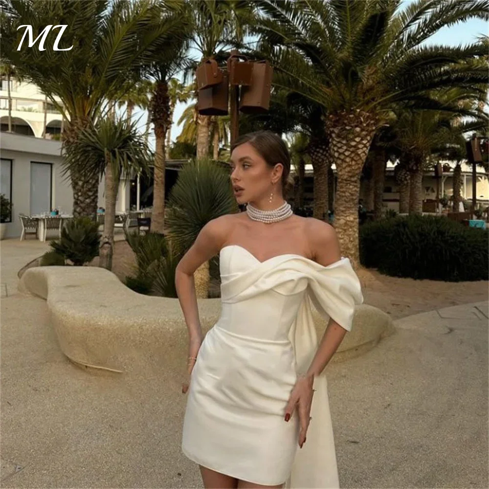 ML Elegant Prom Gown Sweetheart Backless Woman Prom Dress Satin Mini Skirt Wedding Evening Dresses حزب فساتين Custom