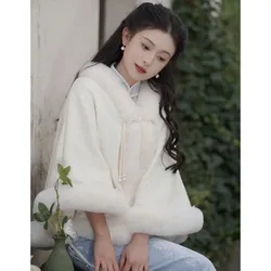 Fashion Leopard Soft Faux Rabbit Fur Poncho Coat Thick Warm Fluffy Lining Pullover Cape Women Winter New Add Velvet Cloak Shawl