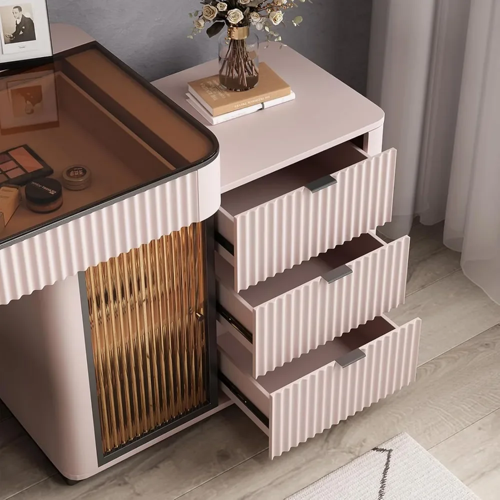 Vanity Desk, Dressing in One, Super Storage with LED Light, Vanity Desk