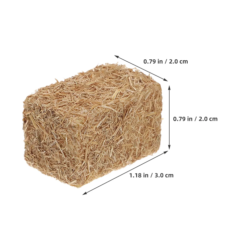 12 Pcs Square Mini Haystack Model 2x2x3CM Straw Bales Simulated Autumn Decorations Faux House Tiny Mini Farm