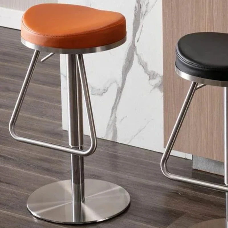 Swivel Modern Counter Bar Chair Nordic Island Ergonomic Minimalist Bar Chair Designer Silver Metal Silla Alta Balcony Furniture