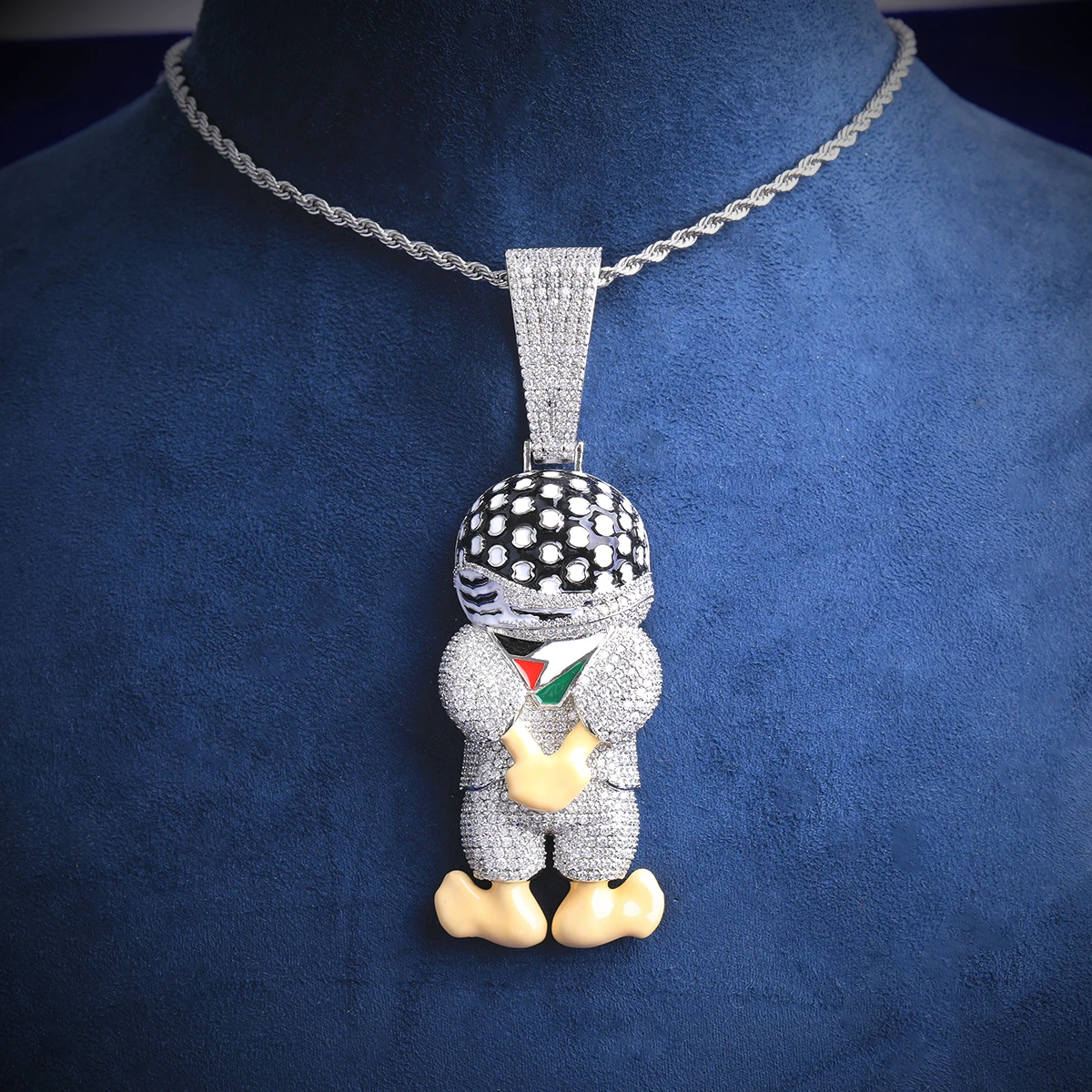 Bubble Letter Iced Out Adam Killa Freedom Necklace Pendant for Men Real Gold Plated 5A Cubic Zirconia Hip Hop Jewelry