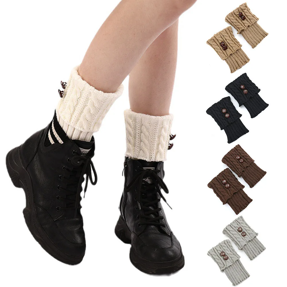 Women Fashion Ankle Protect Short Socks Knitted Boot Socks Shank Warm Crochet Cuffs Classic Rhombus Stretchy Fashion Solid Socks