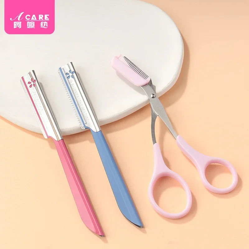 DX01/Eye-brow knife/F1PQ3-Easy to Use/Safety Eyebrow Scraper Trimming Beginner with Protective Makeup Artist Eyebrow Sha