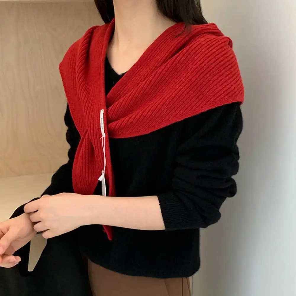 في الهواء الطلق الشتاء وشاح متعدد الوظائف الحجاب مخطط عبر منديل الحجاب الصوف متماسكة شال التفاف الرقبة غطاء الكتف #3