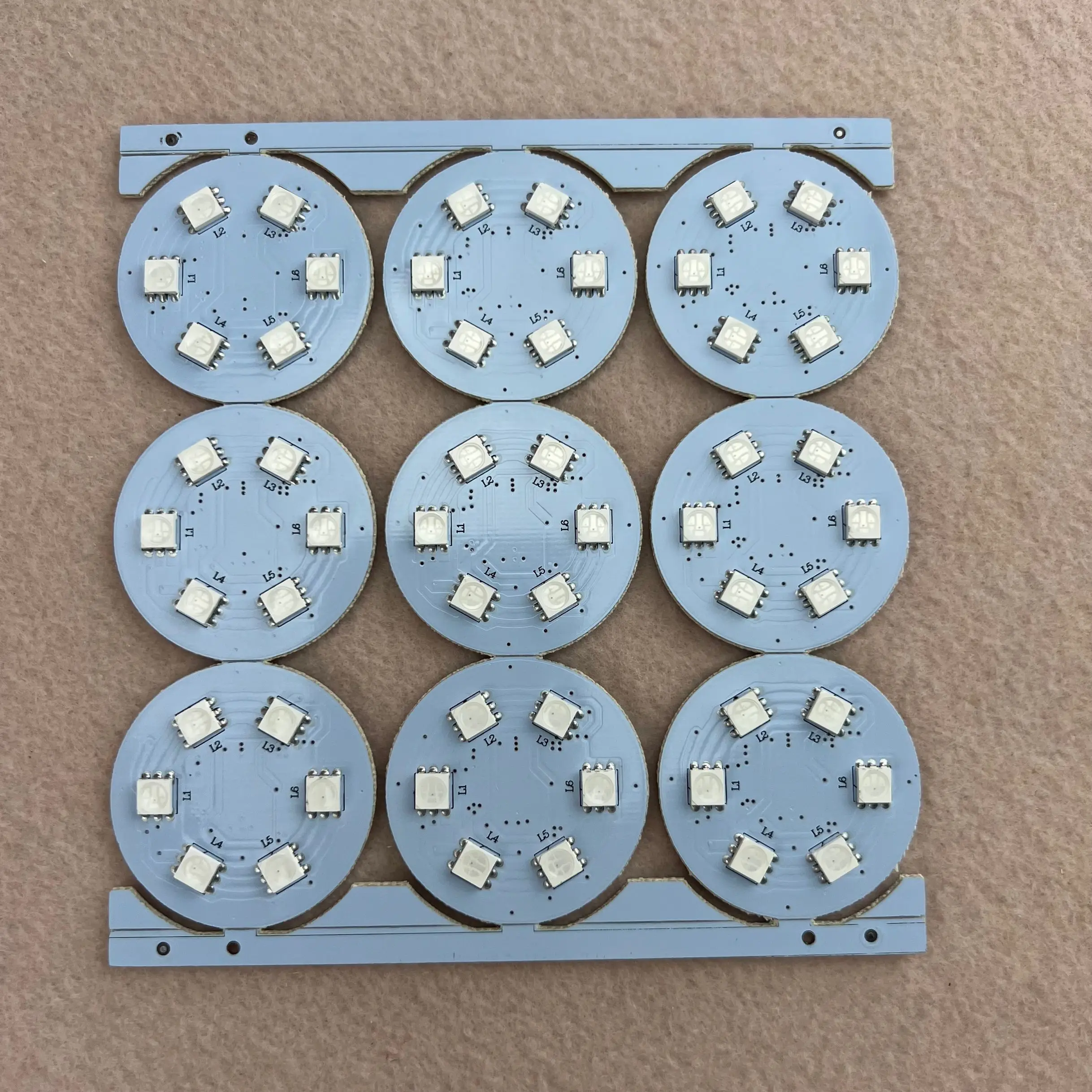 DC12V WS2811 5050 addressable pixel PCBA,6pcs 5050 SMD RGB LED;size:38mm diameter;1.44W