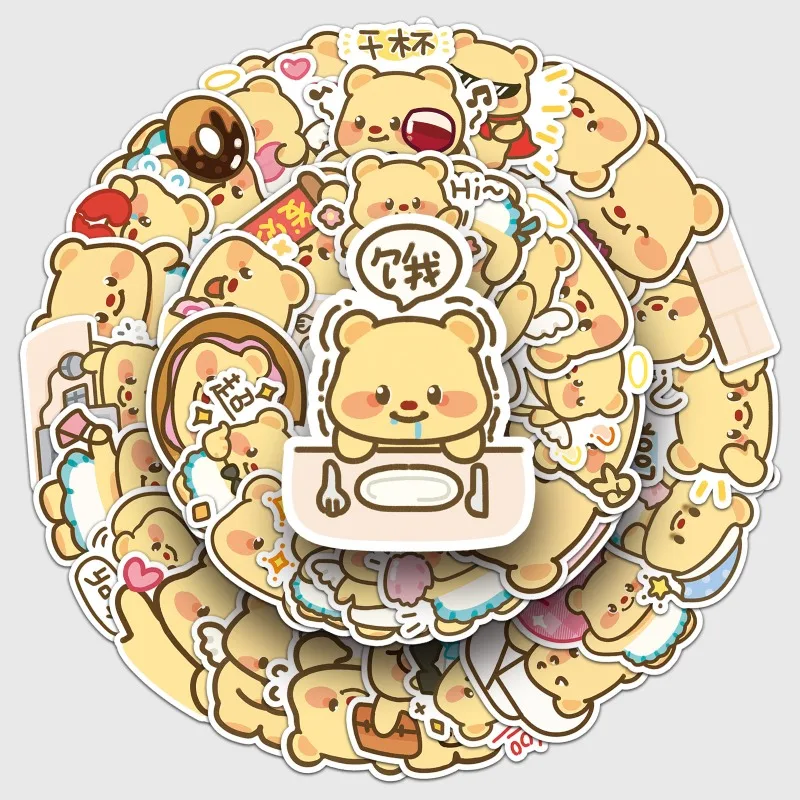 

Маленький медвежонок, граффити, наклейки, мультяшные милые выражения, упаковка, украшение, чашка для воды, чехол для телефона