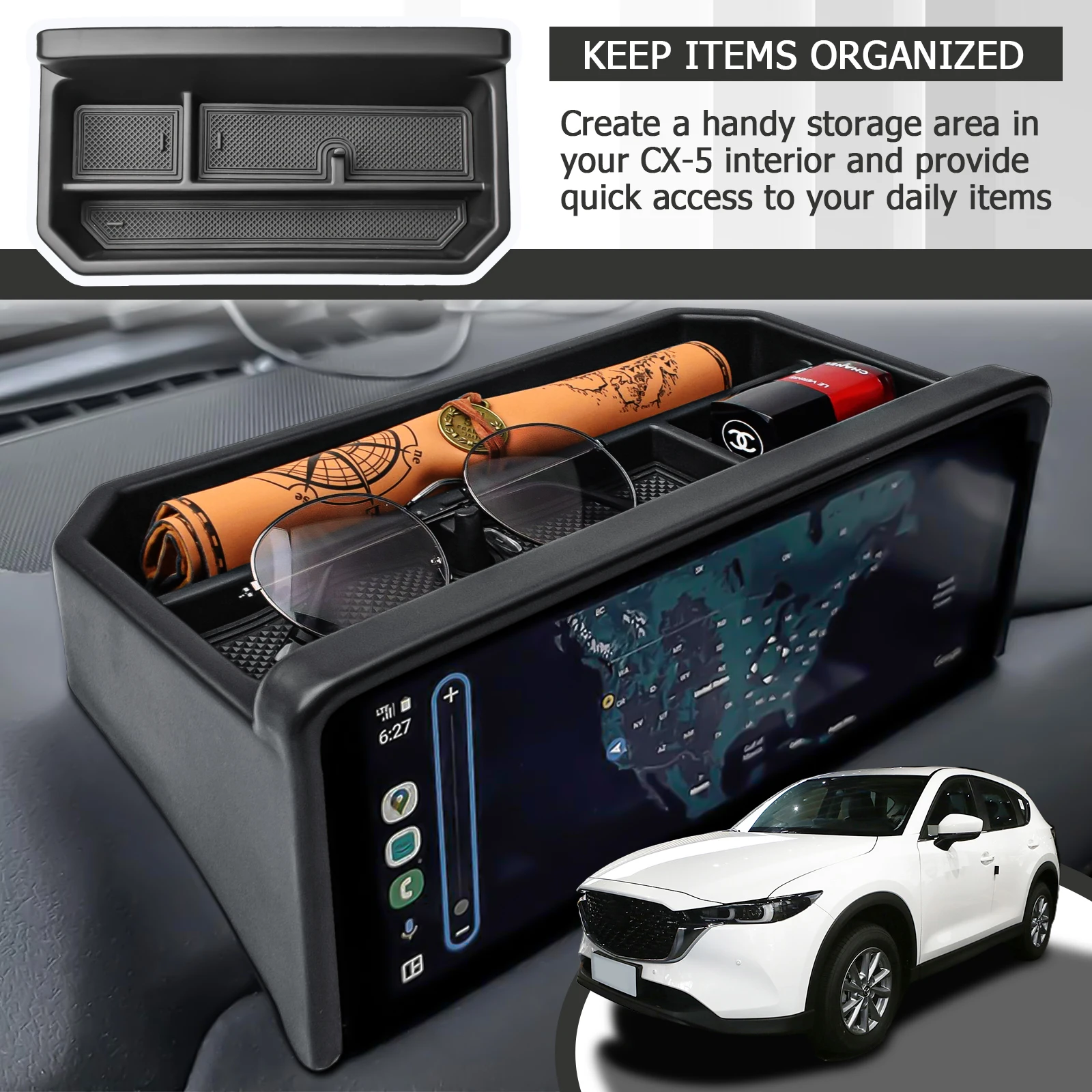 

Center Console Dashboard Tray Organizer Car Armrest Box Storage For Mazda CX-5 CX5 2025 2024 2023 2022 Accessories Car Organizer