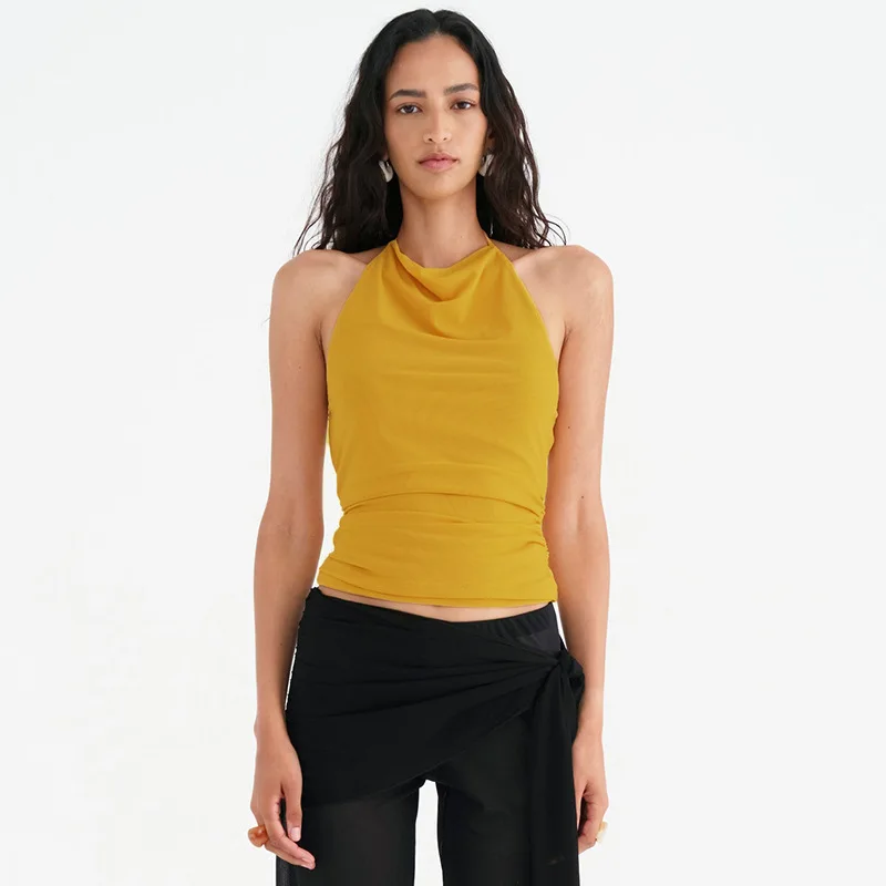

Y2K Backless Sexy Off Shoulder Halter Tank Tops Women Vintage Sleeveless Crop Top Clothes Club Female Casual Summer