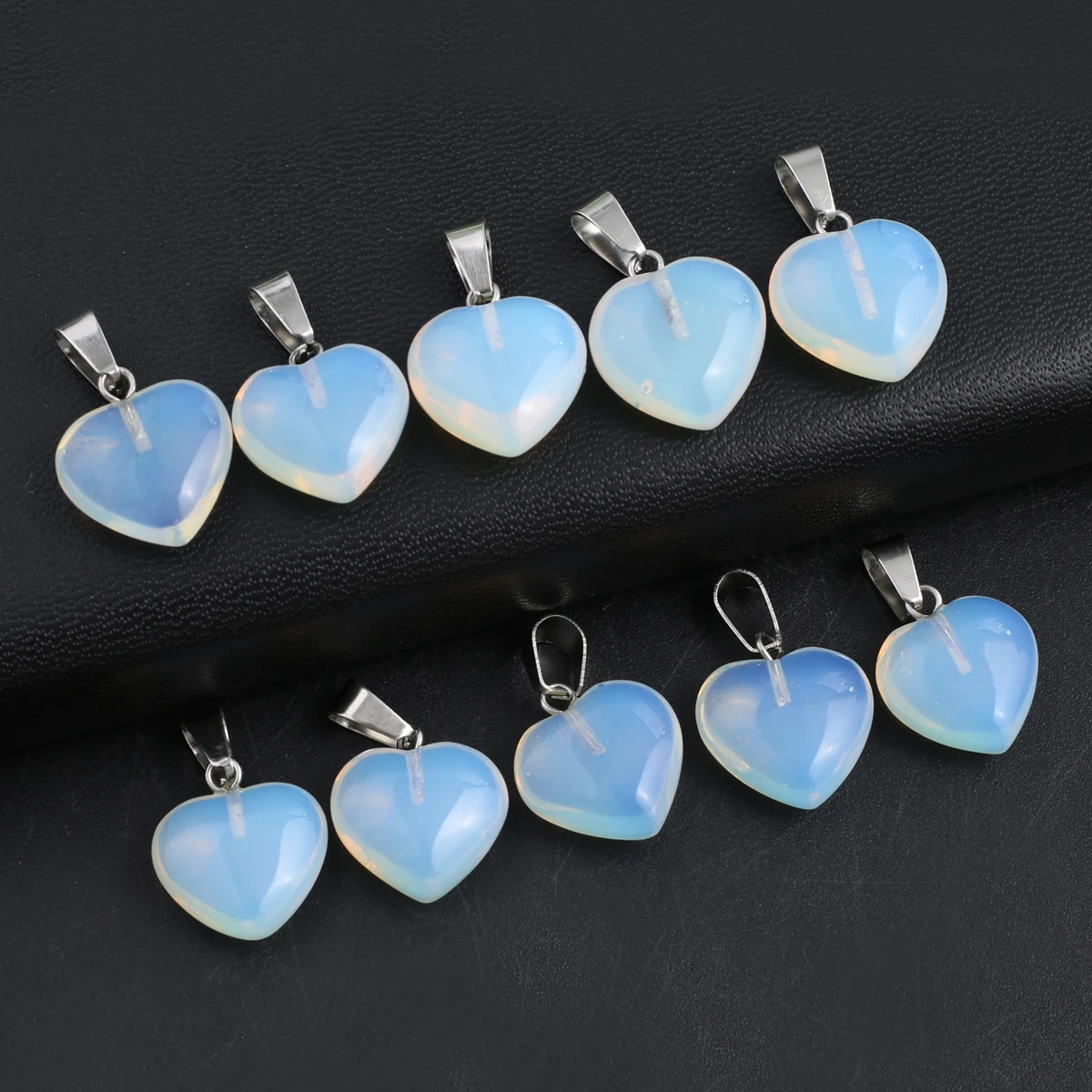 5pc Natural Stone Pendant Heart Opal Healing Crystals Stone Charms For Jewelry Making DIY Necklaces 29x20mm/26x16mm