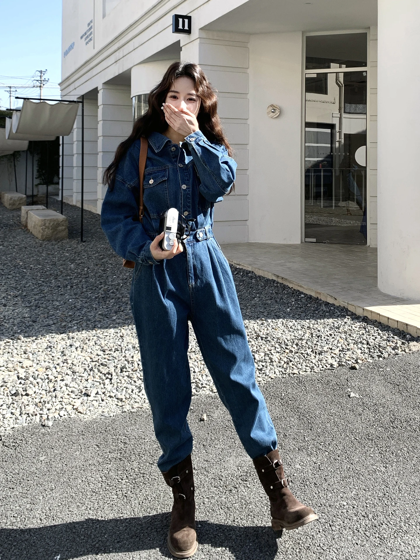 

Stunning Deep Blue One-Piece Suit Women's Faion Spring 2026 New Design Sense Long Pants Polyester Fiber Straight Cut