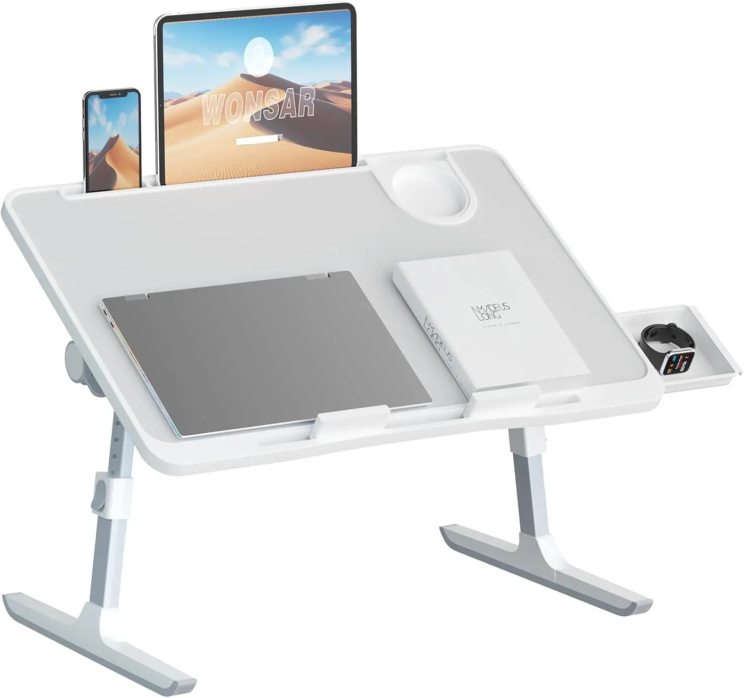 

Lap Desk For Bed, Folding Laptop Stand For Bed Table, Adjustable Portable Laptop Bed Tray Desk With Storage Drawer Bookstand