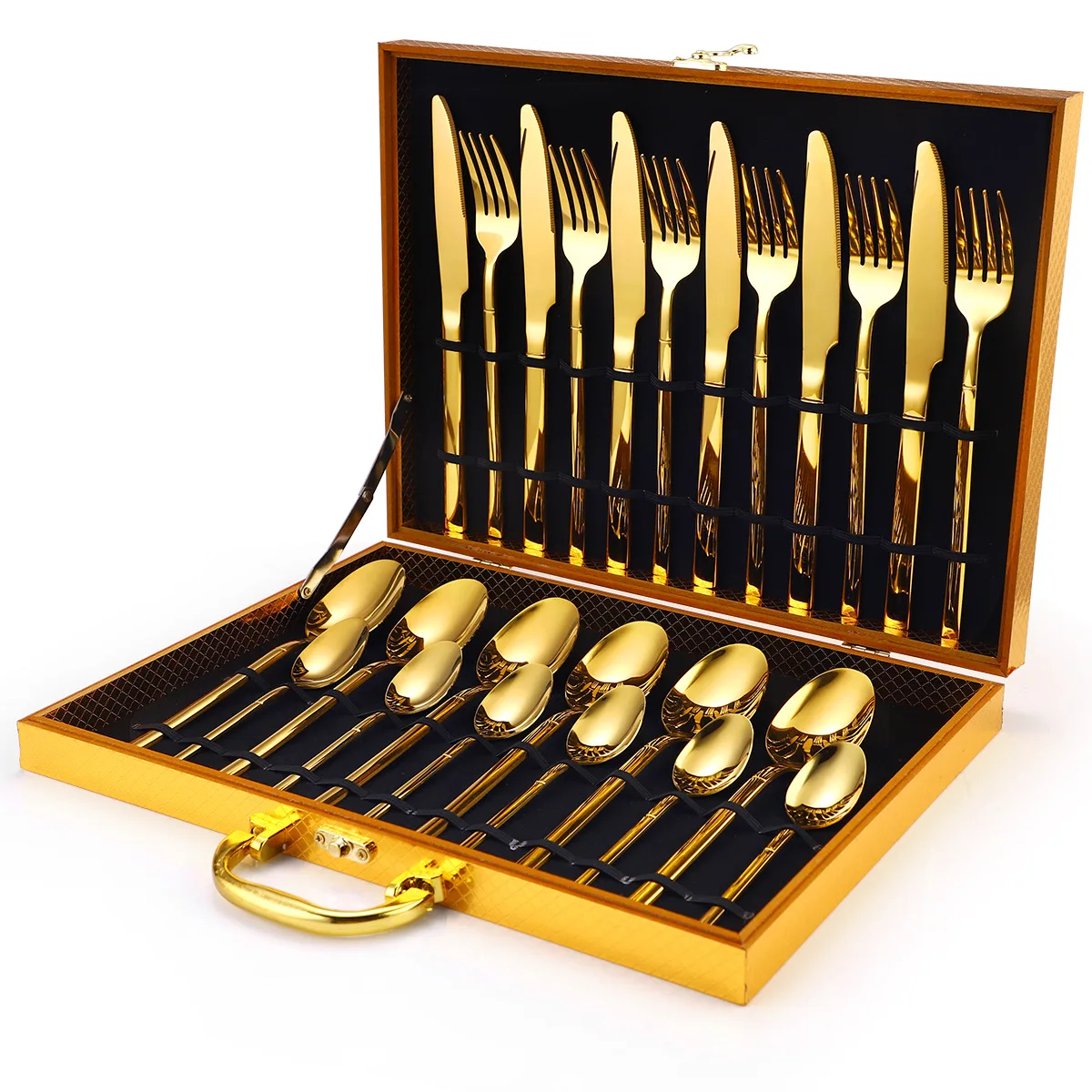 24Pcs Stainless Steel Dinnerware Flatware Set Spoon Knife Fork Hotel Restaurant Cutlery Set Kitchen Tableware Sets With Gift Box