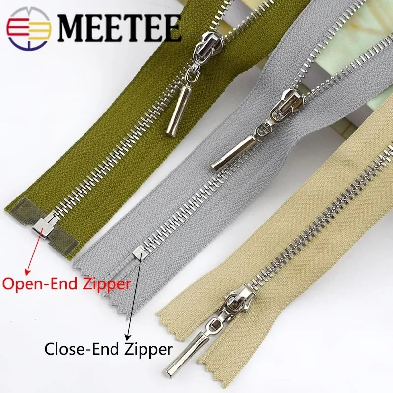 2/5 pz 15-70cm 3 # cerniera in metallo Open-End Close-End cerniere in argento per cucire Auto Lock Bag Kit di riparazione Zip accessori per