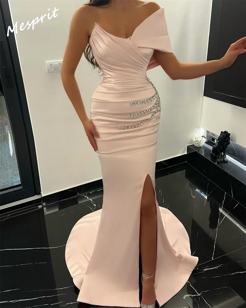 Prom Dress Yipeisha High Quality One-shoulder Mermaid Floor Length Evening Dresses Rhinestone Satin Customized Saudi Arabia