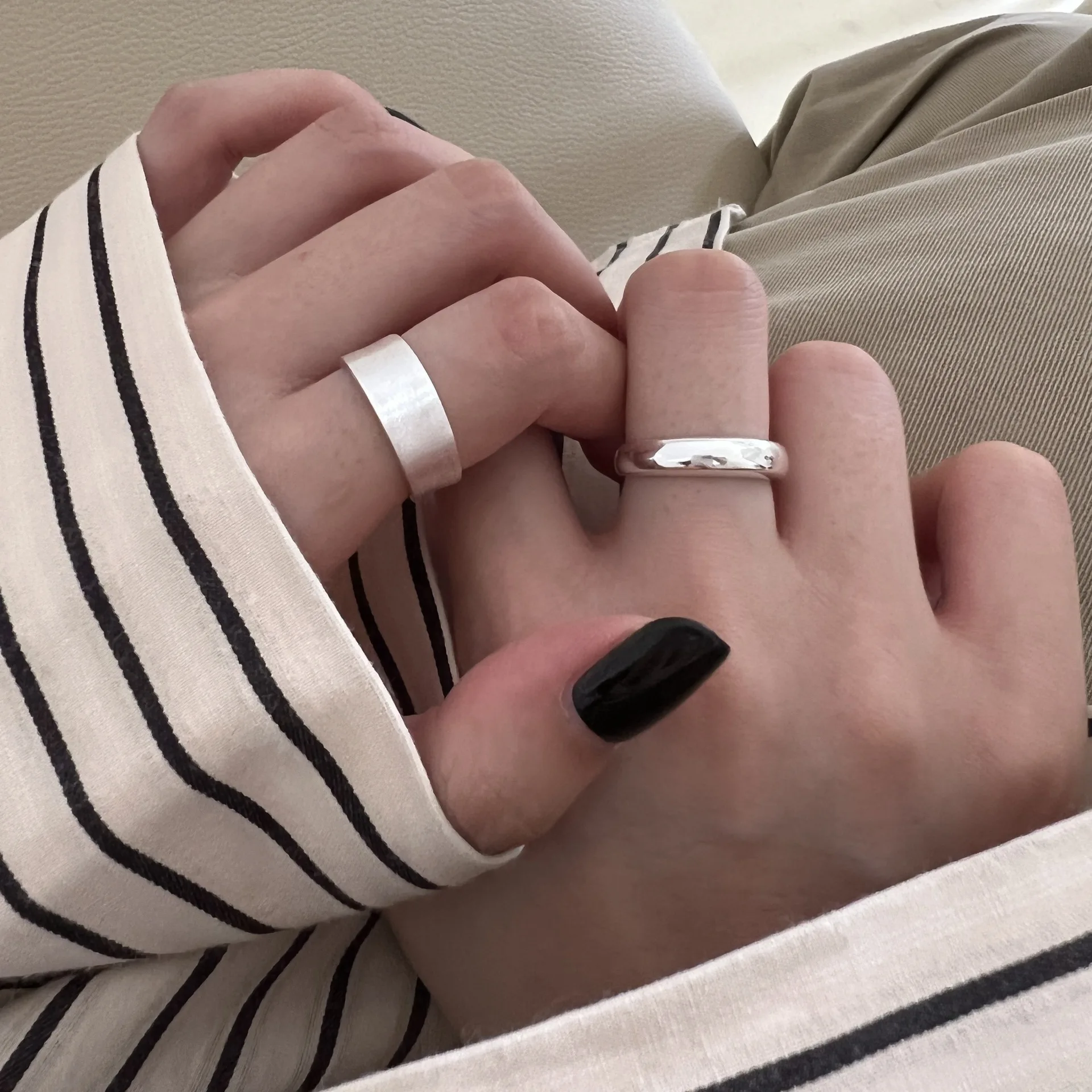 أزياء نمط 925 فضة هندسية مفتوحة خواتم للنساء خمر مجوهرات اكسسوارات هدية عيد ميلاد