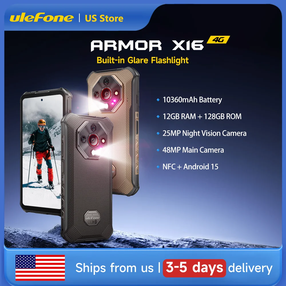 Ulefone Armor X16 Rugged Phone 10360mAh Battery Up to 12GB RAM 128GB ROM 120Hz 6.56