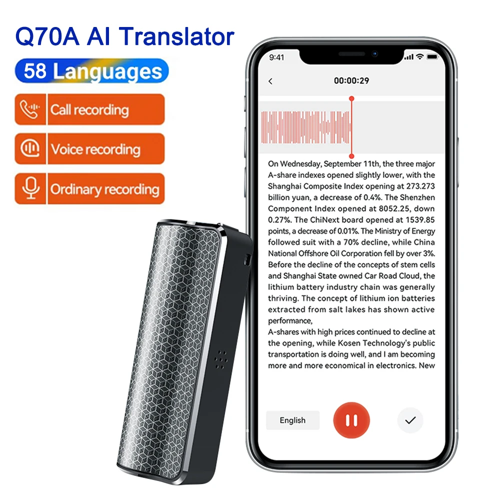 AI ChatGPT-4o Intelligent Voice Recorder 8-128GB Transcribe Summarize Language Translation Device Noise Reduction Sound Recorder