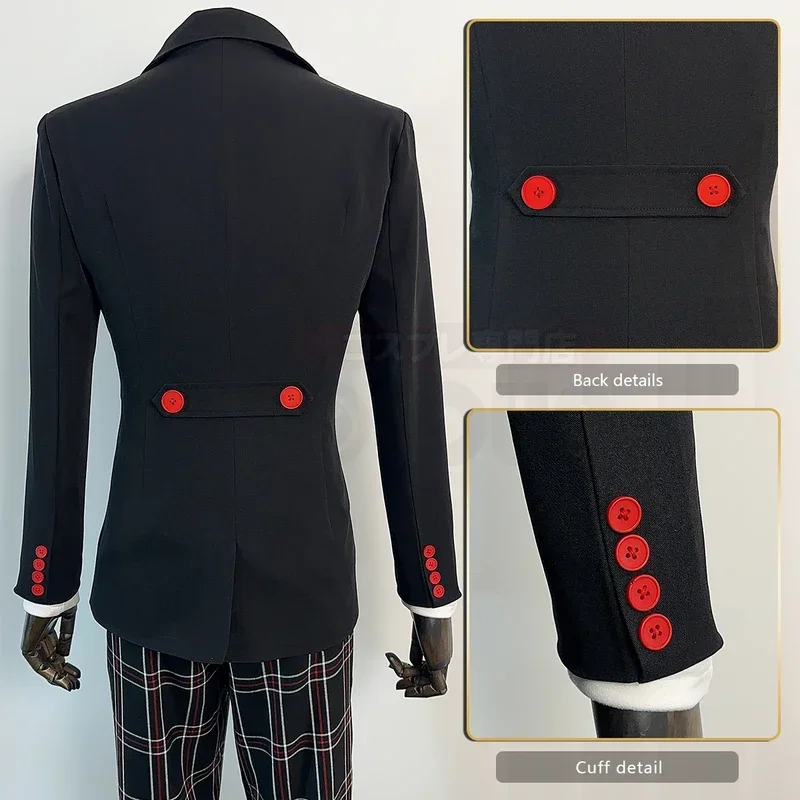 SN66 HOLOUN P5 Game Ren Amamiya Cosplay Costume Wig Joker School Uniform Embroidery Suit Blazer Pants Brooch Daily Wear UnisW &
