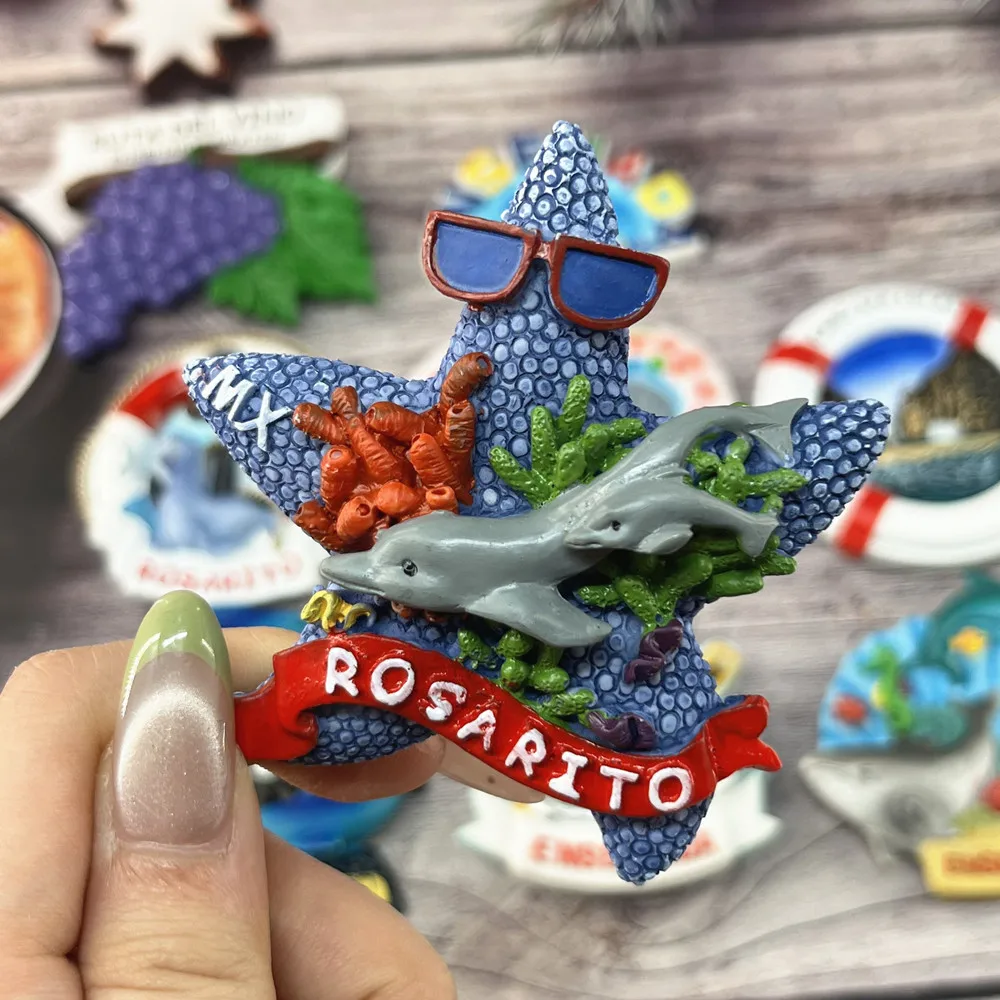 Mexico Ensenada Rosarito Cabo San Lucas 3D Fridge Magnet Set, Resin Baja California Coastal Souvenir, Collectible Travel Gift