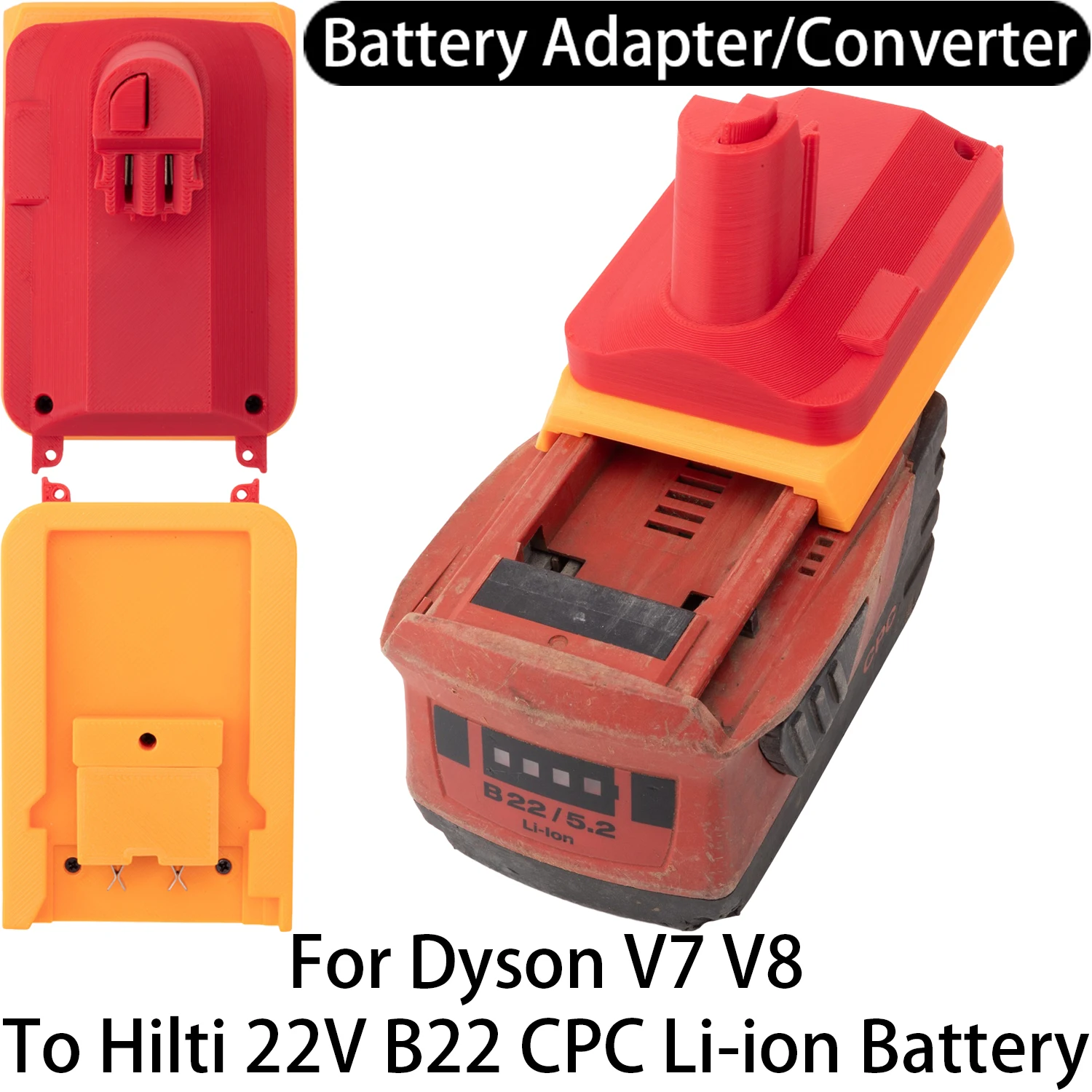 

Адаптер-конвертер для аккумуляторов Dyson V7 V8 для использования с литий-ионными аккумуляторами Hilti 22V B22 CPC, аксессуар