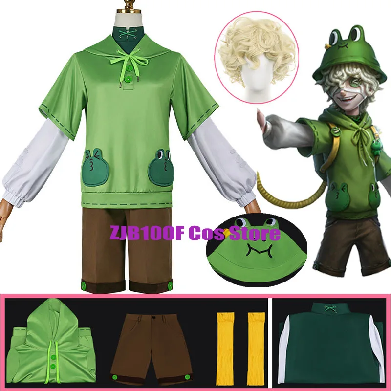 

Frog Florian Brand Cosplay Identity V Fire Investigator Cosplay Costume Green Uniform Suit Hallowen Play Role Clothes for Man