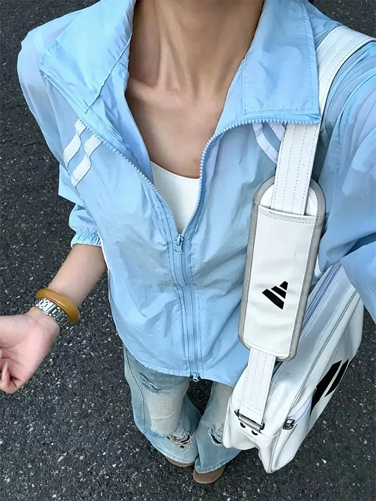Men's Lightweight Quick-Dry Stripe Sun Protection Ice Silk Shirt Casual Style Summer Jacket Breathable Mesh Splicing Design
