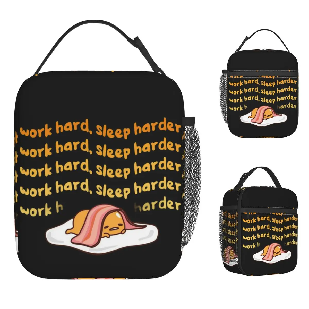 

Gudetama Work Hard Sleep Harder Insulated Lunch Bag Cooler Bag Lunch Container Portable Lunch Box Tote Food Storage Bags Office