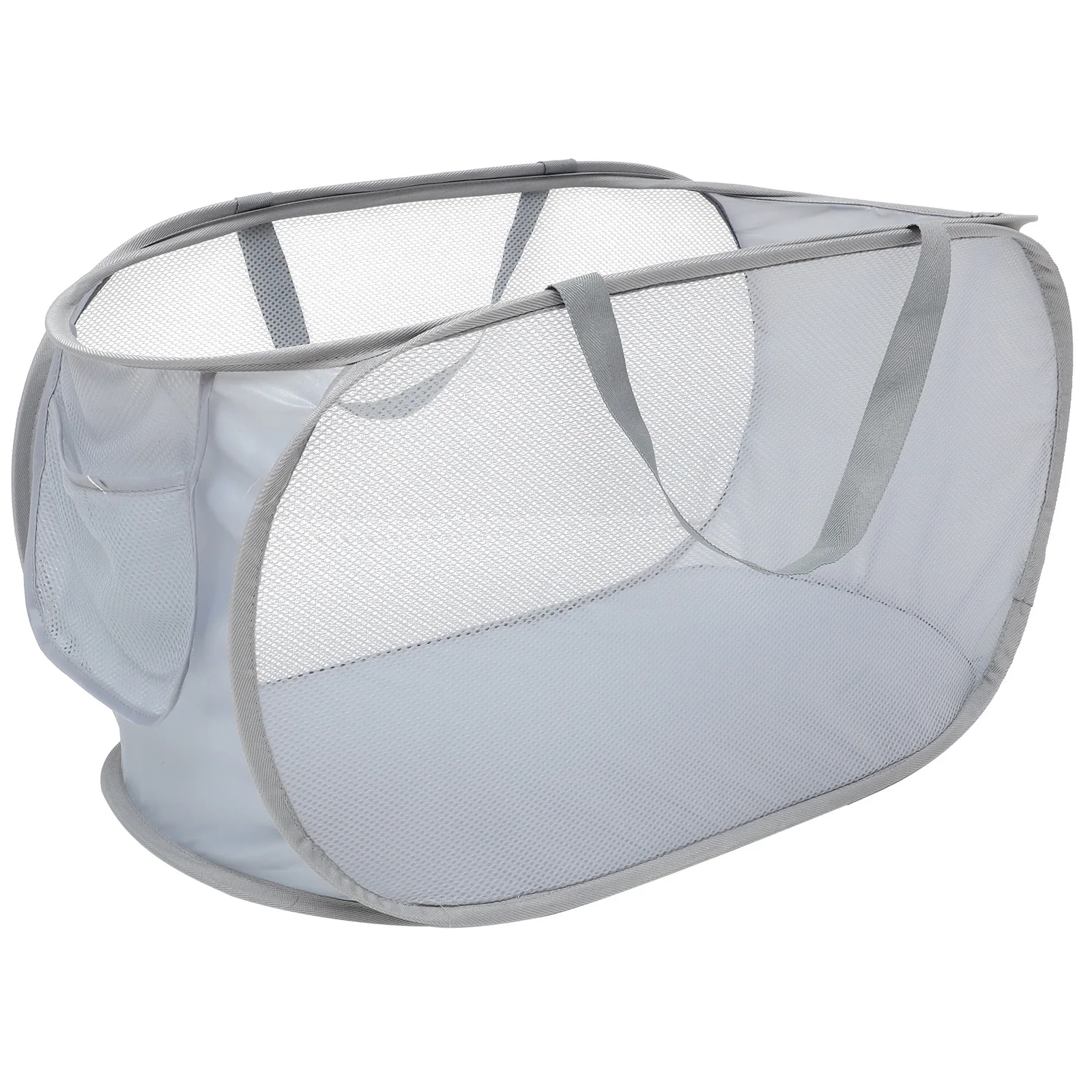 سلة غسيل شبكية قابلة للطي وقابلة للحمل بسعة كبيرة لتخزين الملابس مع مقابض قوية لتوفير المساحة للمنزل #1