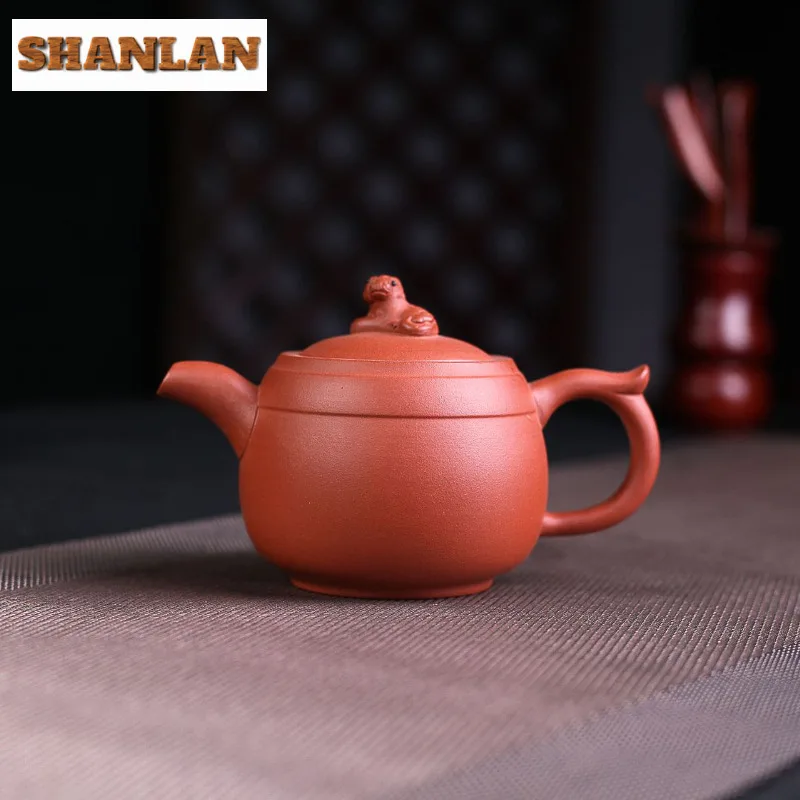 

260ml Yixing Purple Clay Teapots Handmade Auspicious Beast Pot Raw Ore Red Clear Water Mud Kettle With Filter Zisha Tea Set Gift