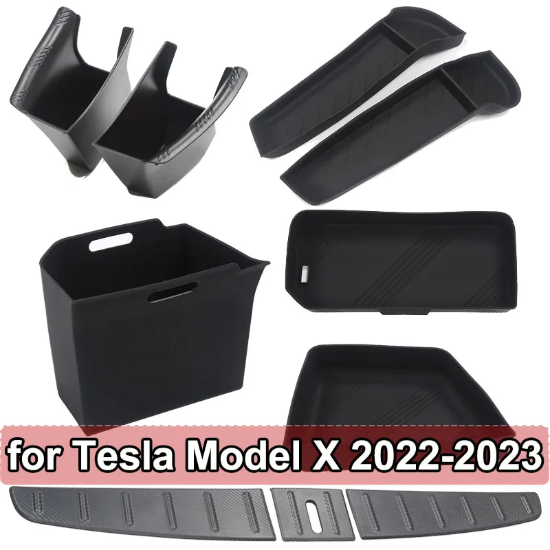 Accessori interni MX per Tesla Model X 2023 scatola portaoggetti per Organizer in Silicone protezione per davanzale del bagagliaio posteriore