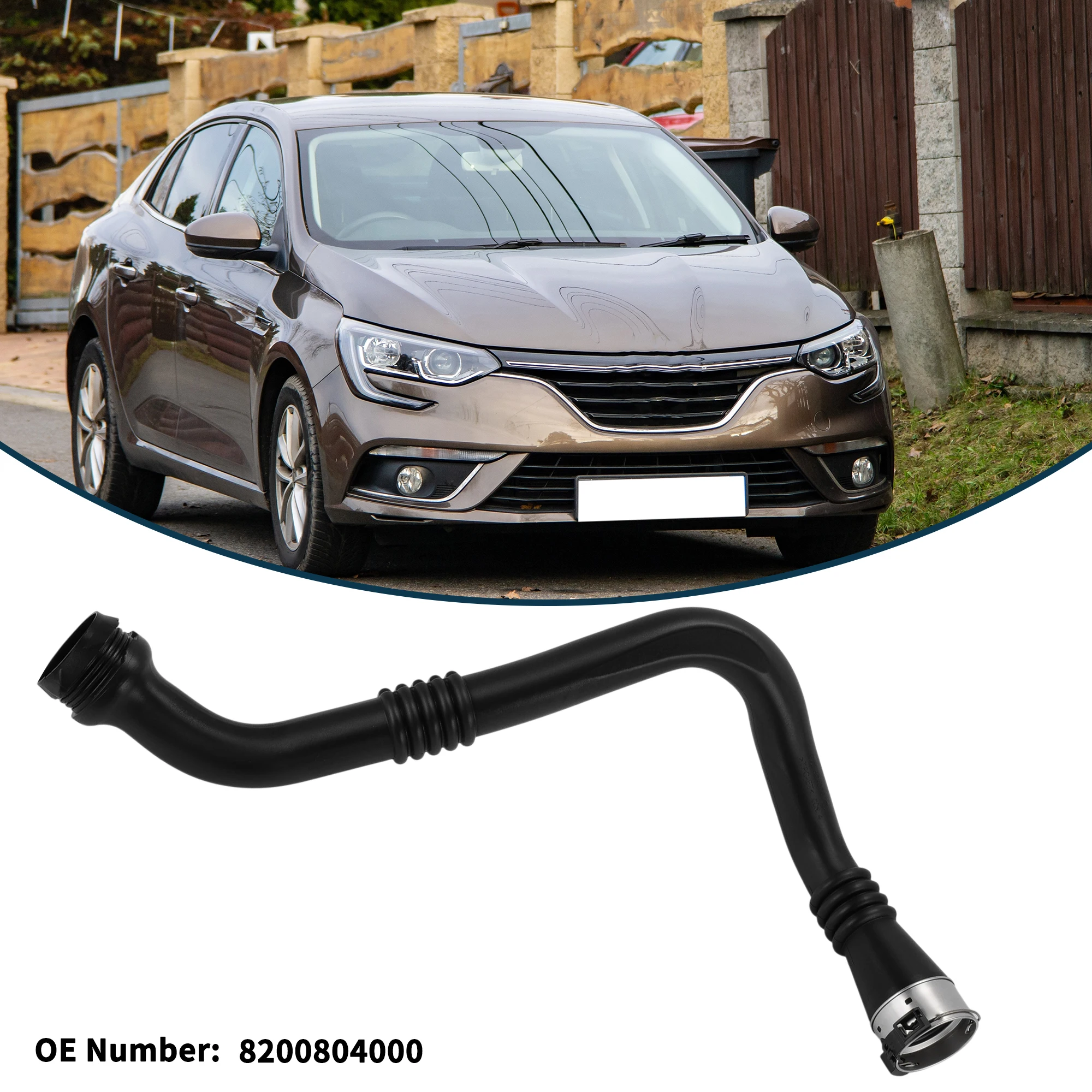 UXCELL インタークーラーホース ヒーターホース No.80804000 ルノー メガーヌ III 1.9 DCi 09-12 ラバー ブーストエアパイプ ブラック 1個