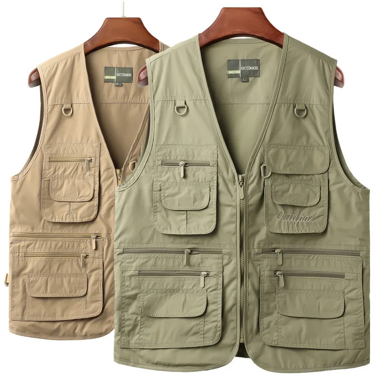 

2025 Men's Spring and Summer Breathable Thin Multi-Pocket Vest