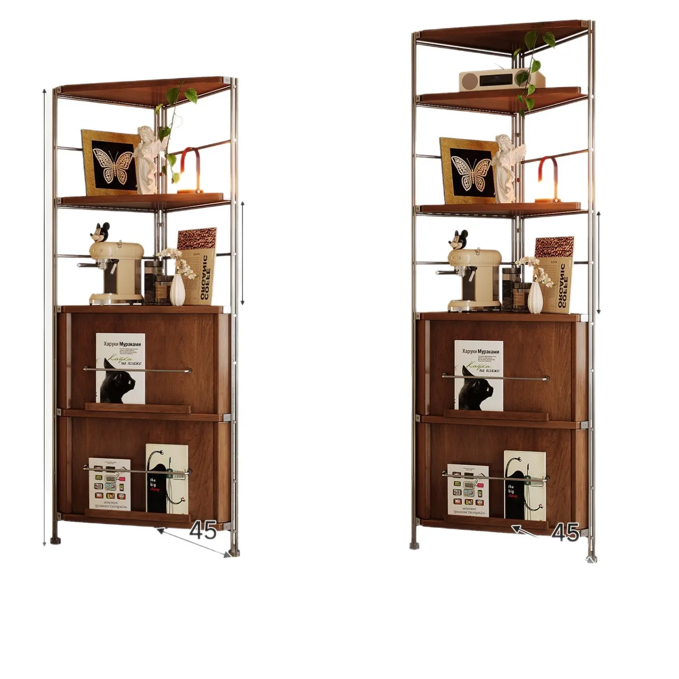 YJQ Corner Cabinet Medieval Corner Shelf Living Room Bedroom Corner Multifunctional Storage Bookcase