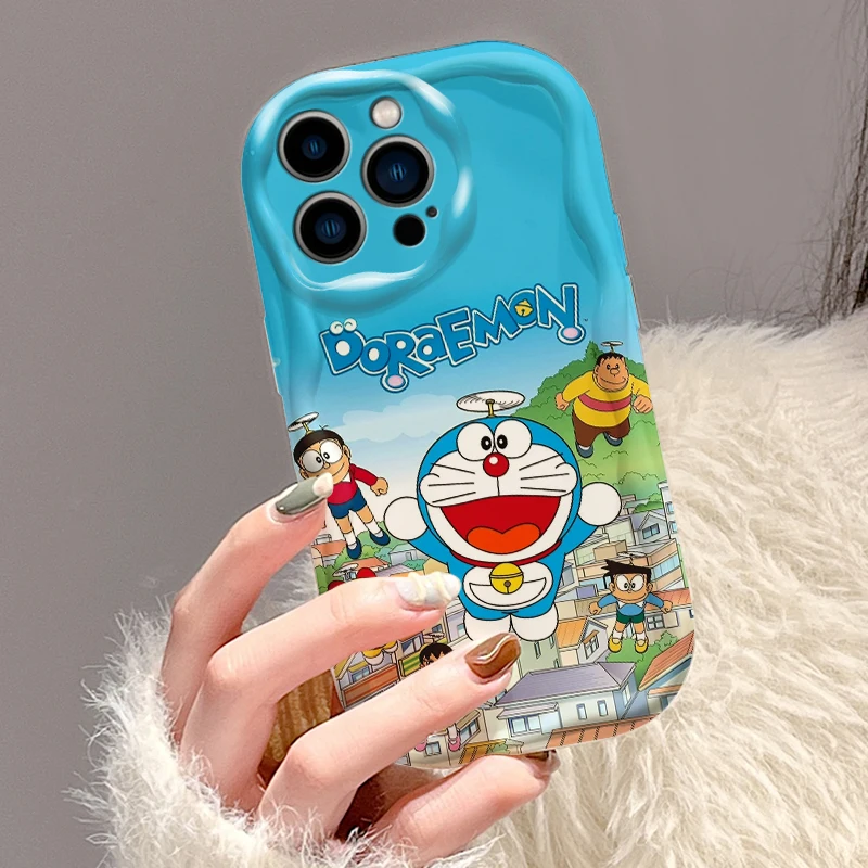 D-Doraes M-mons Cartoon For Apple iPhone 15 14 13 12 11 XS XR X Pro Max Plus Wave Oil Cover Phone Case image 3