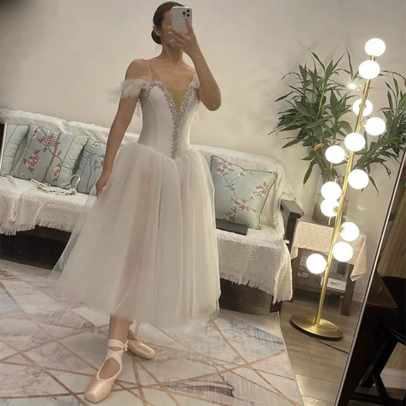 High quality Long Adult Children Ballet Tutu Dress Party Practice Skirts Clothes Fashion Dance Costumes