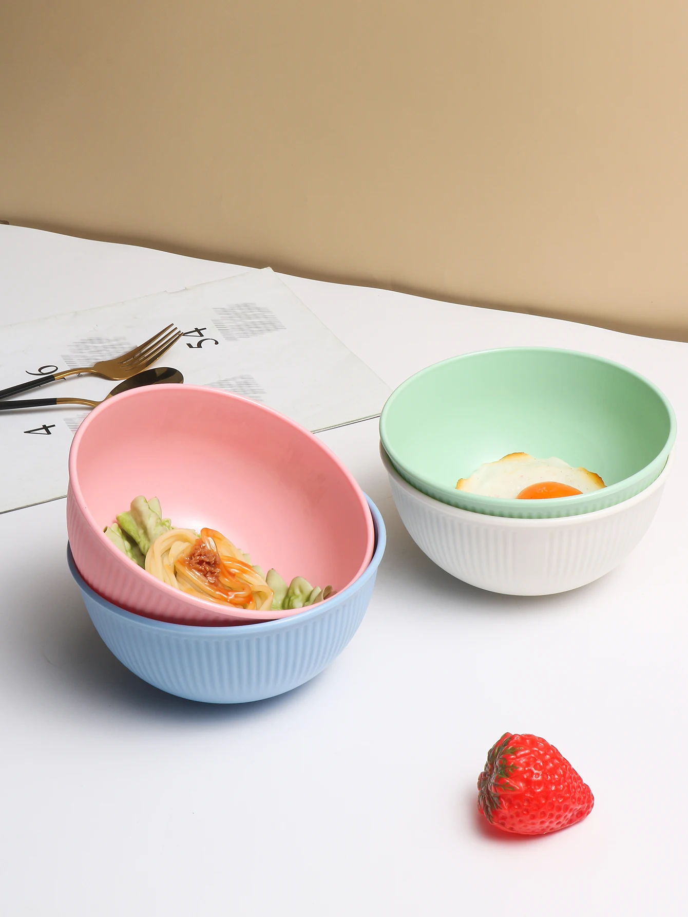 4/11pcs Plastic bowl, reusable and durable, suitable for camping picnic kitchen, microwave and dishwasher safe