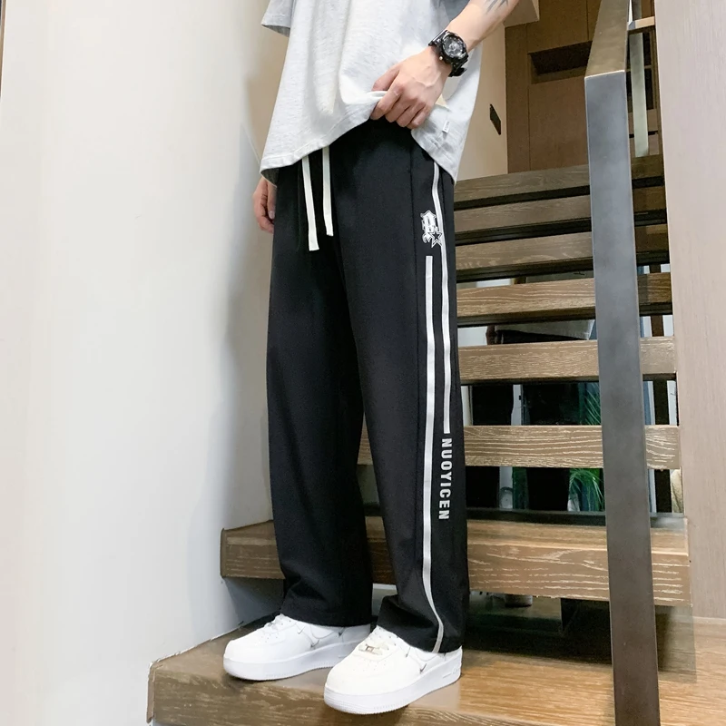 Pantalon léger et fin à rayures pour hommes, Streetwear d'été, Mode coréenne, Décontracté, Hip-hop, Rétro, Pantalon de jogging, Nouveau