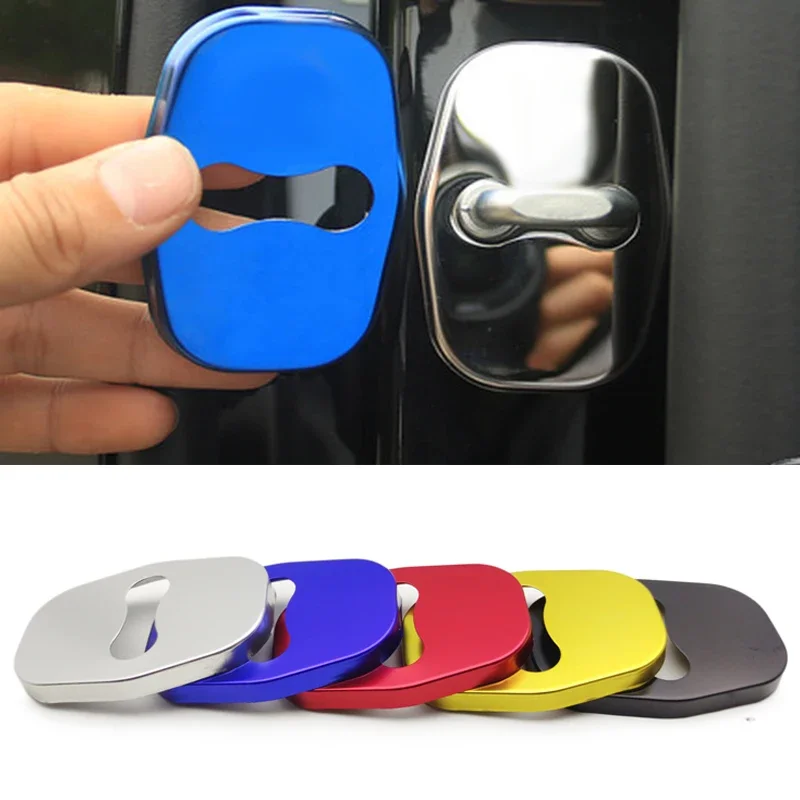 

4 Pcs Car Door Lock Cover Decoration Rust Protection Emblem Case Stainless Steel Fit For Peugeot 208 308 408 508 2008 3008