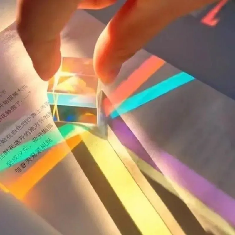 Optical Glass Cube Color Combination Prism Light Cube Color Refraction Electroplating Desktop Jewelry Sunshine Birthday Gift