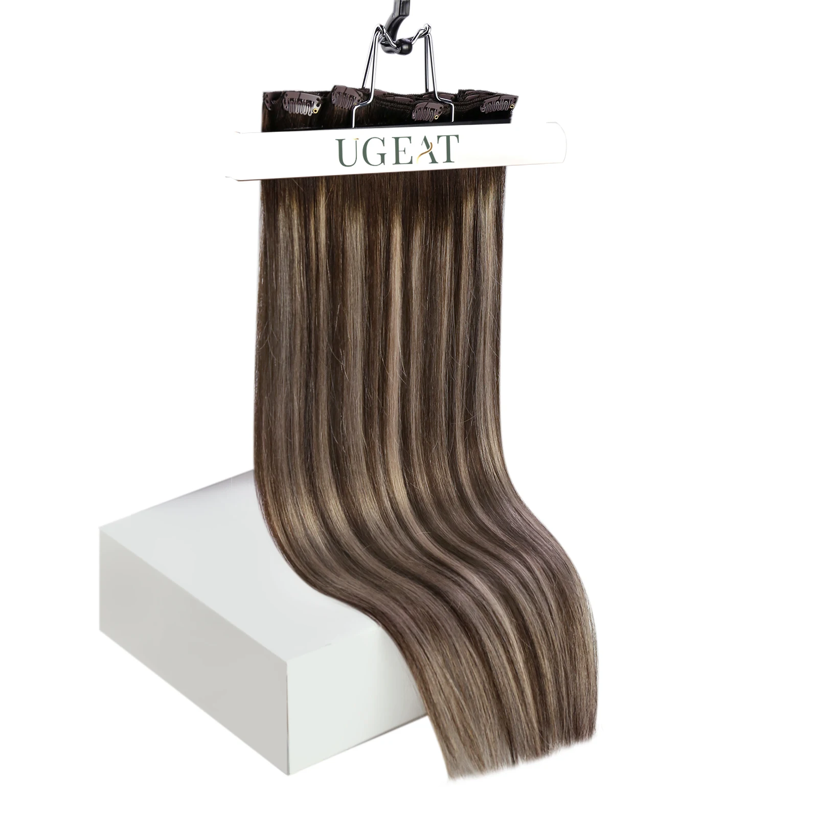 【NOVO】Ugeat Clip em extensões de cabelo humano, cabelo natural, destaque, cor loira, cabeça inteira, balayage, extensões de cabelo, 5 peças/7 peças