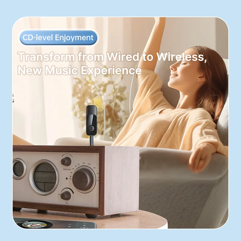 Bluetooth 5.3オーディオ受信機と送信機,ステレオミュージックドングル,TV用ワイヤレスアダプター,PC,カーキット,通話,3.5 AUX, TFジャック