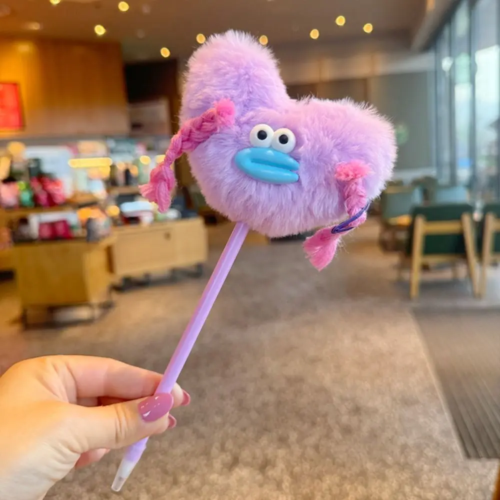 Ugly Braided Doll Children's Plush Pen Sausage Mouth Handwriting Plush Gradient Ballpoint Pen Writing Signing Iridescence