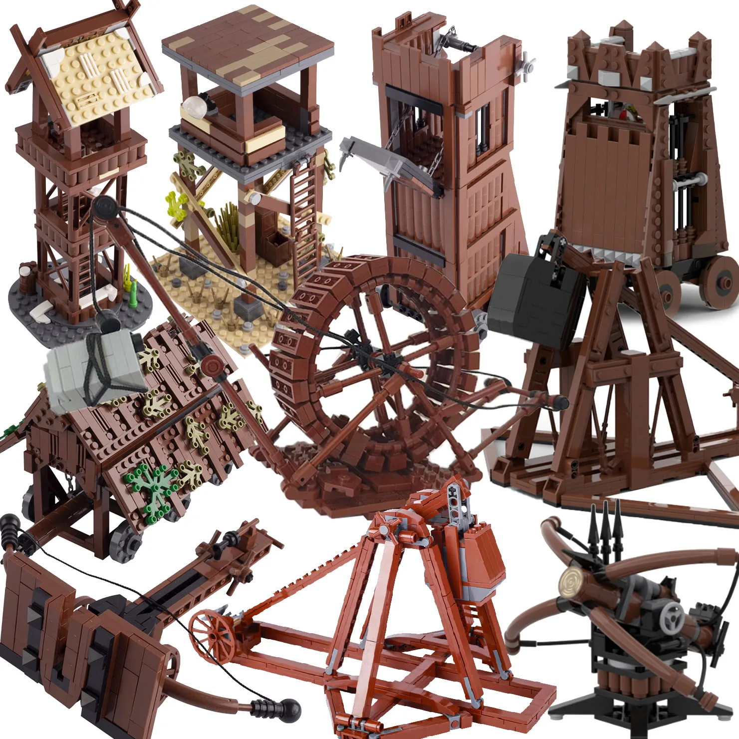 MOC Medieval Military Castle Siege Building Blocks Stone Carrier Thrower Ballista Arrow Crossbow Weapons Bricks Toys Boys Gift