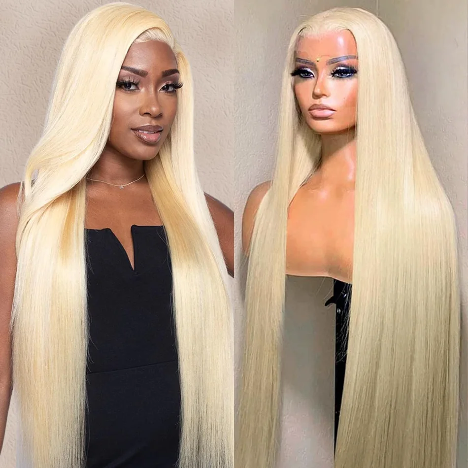 

250 Density Straight Human Hair Wigs 613 Hd Lace Frontal Wig 13X6 Blonde Colored Lace Front Wigs Pre plucked 40 Inch For Women