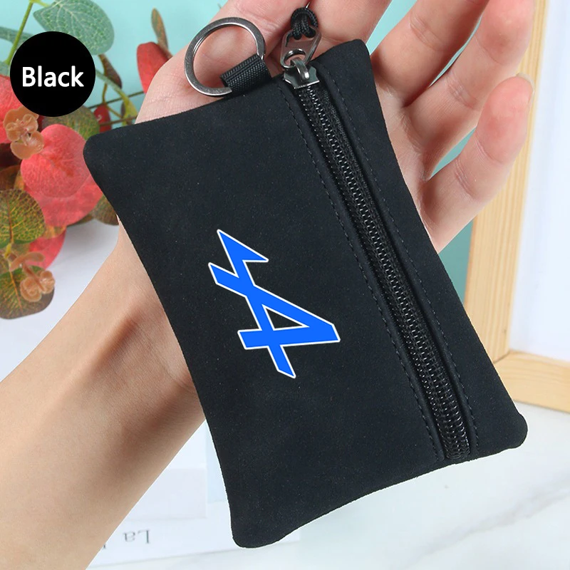 

New Suede Motorcycle Emblem Key Bag Wallet For Alpine For Kadjar Twingo Megane Scenic Keychain Card Pouch Accessories Keyring