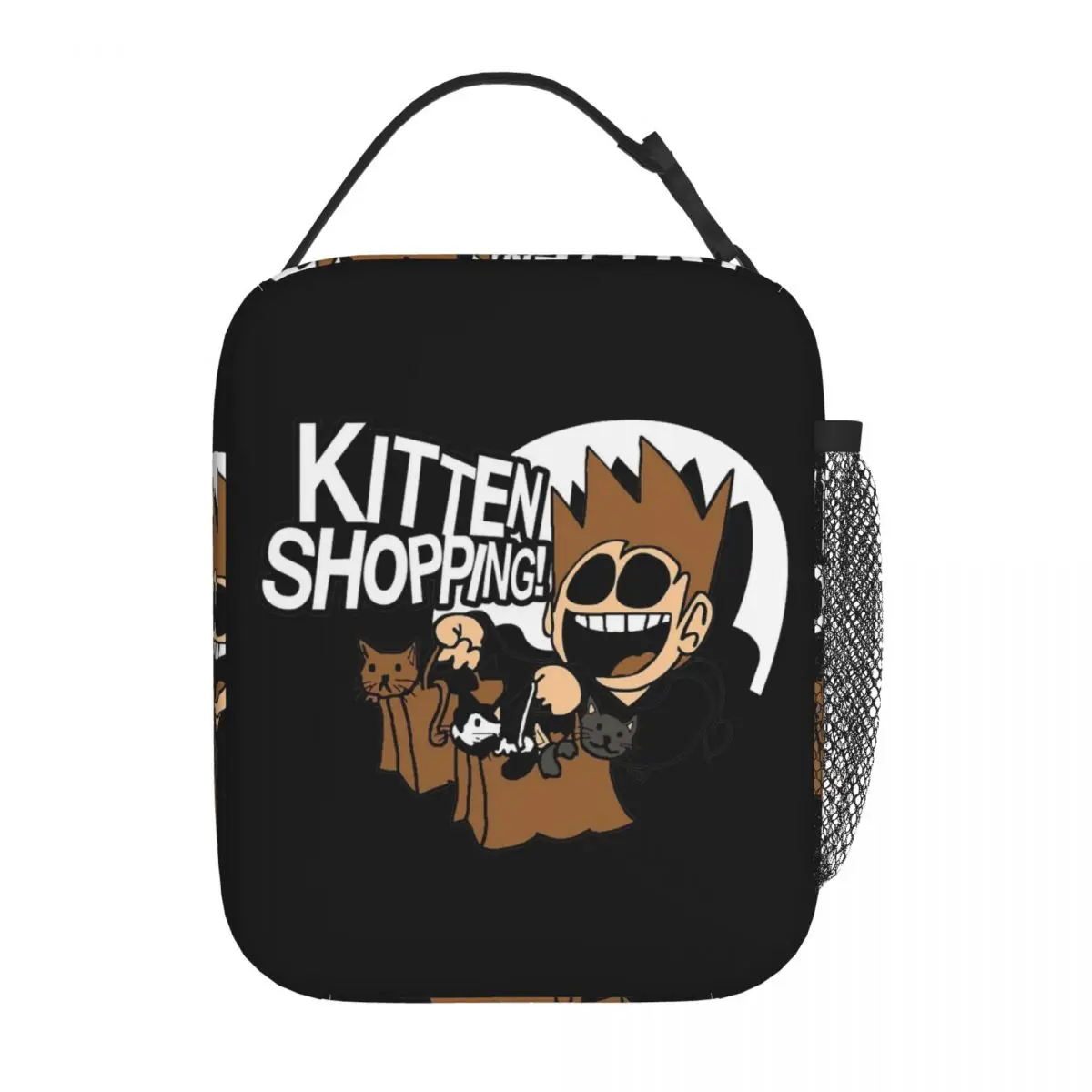 Funny Eddsworld Kitten Cartoon Merch Insulated Lunch Tote Bag For Travel Food Container Portable Thermal Cooler Lunch Boxes