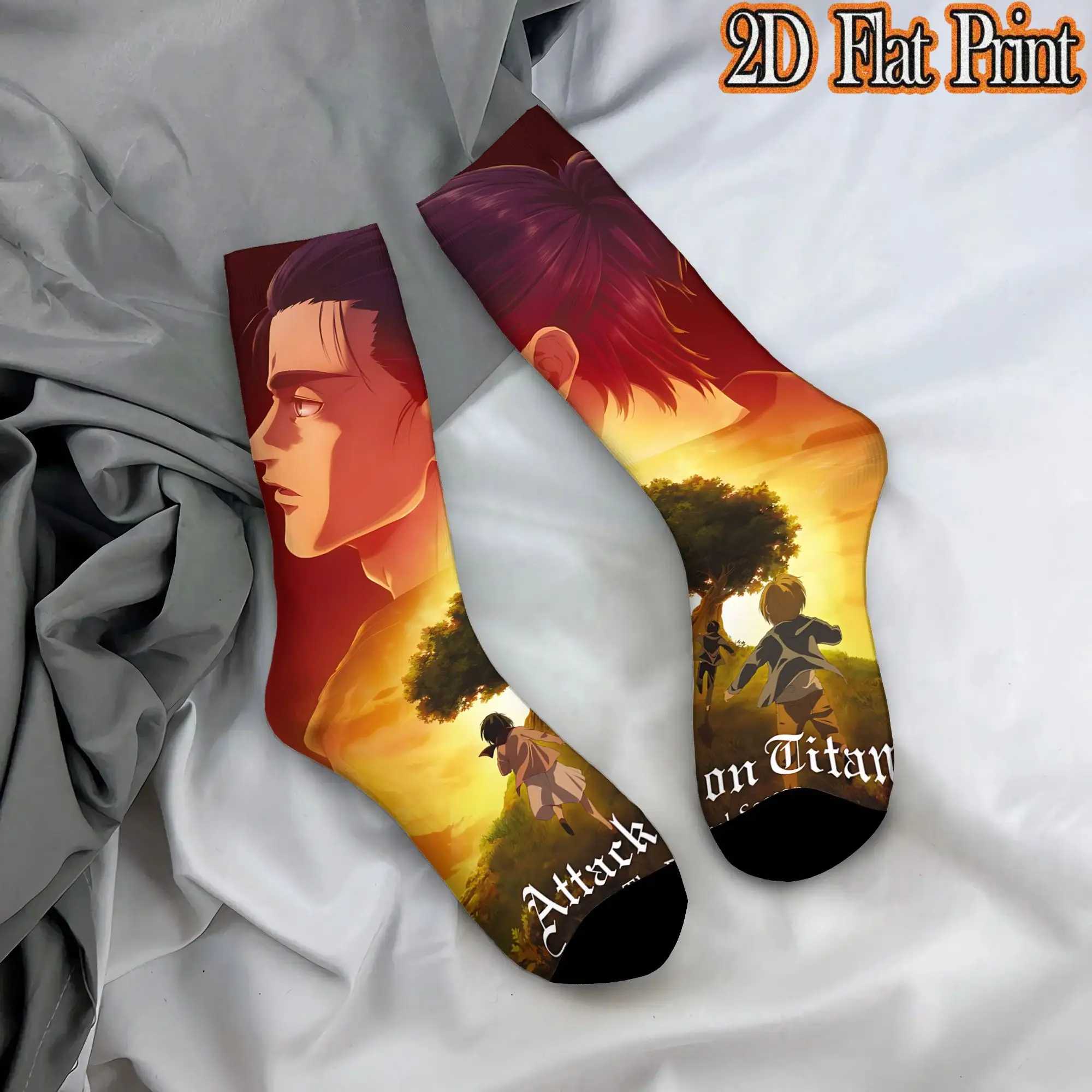 Attack On Titans Anime Retro Street Style Novelty Pattern Crew Creative Sock Sports Socks