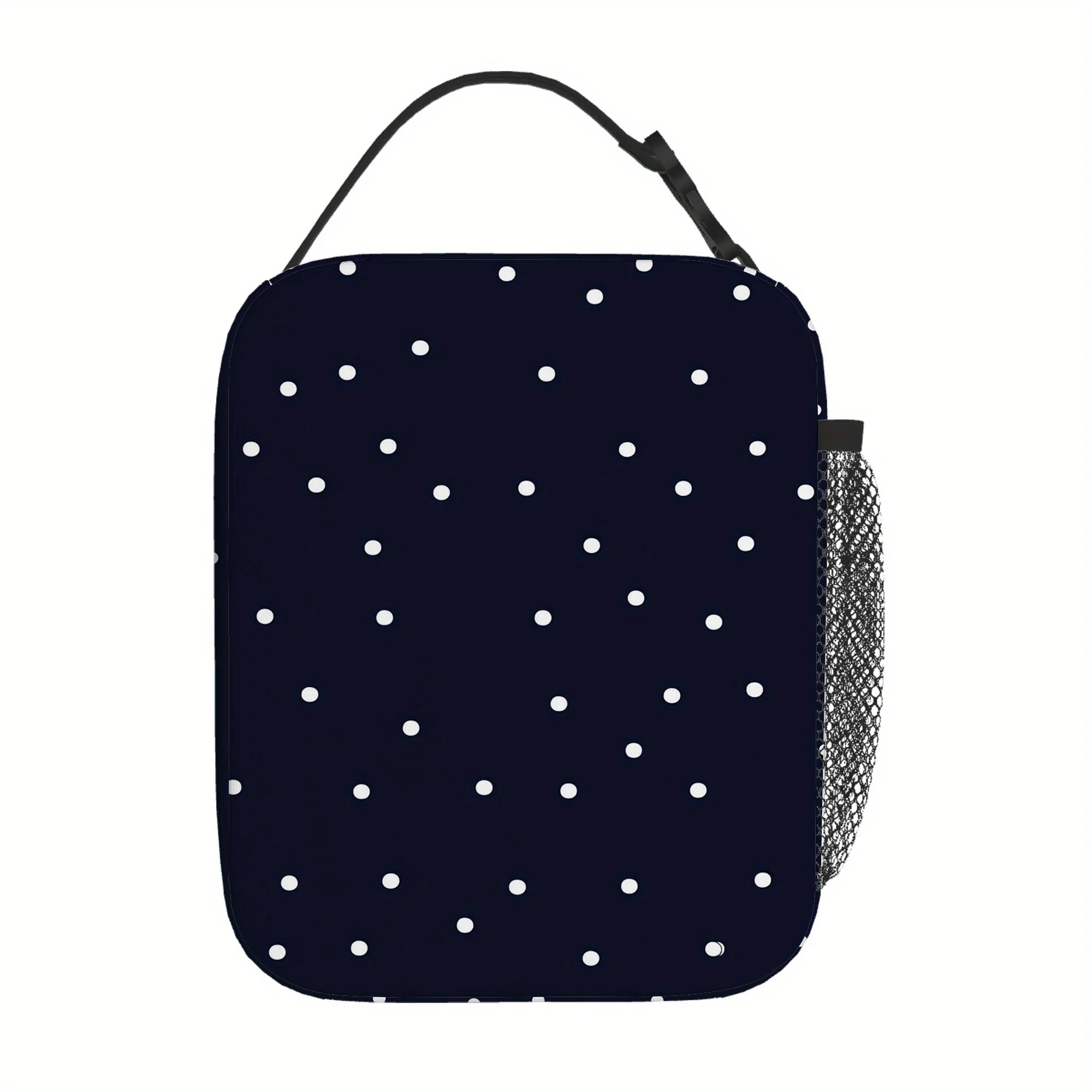 1pc, Blue Background with White Dots Pattern Printed Thermal Bag, Insulated Bag, No Food Contact, Suitable for Home, Restaurant,