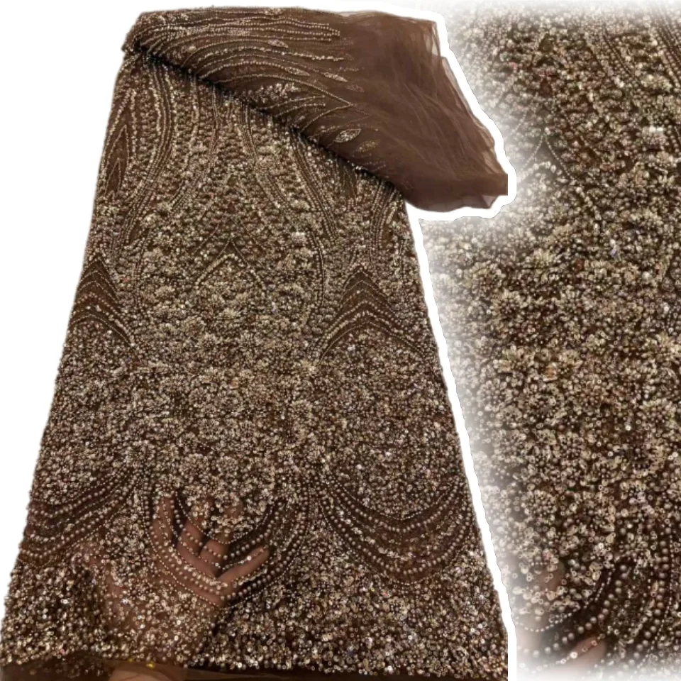 

Африканская кружевная ткань 2025, блестки, вышивка бисером, нигерийская свадебная ткань для жениха, высокое качество, французский тюль, кружевная ткань для свадьбы Z1663